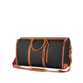 Generic Compatible For 1pc Foldable Womens Travel Convenient Carry-on Clothing Bag Large Leather Duffel Business(Black B)