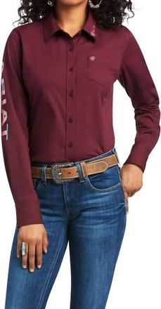 Ariat Team Kirby Long Sleeve Top In Zinfandel