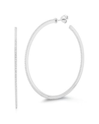Glaze Jewelry Silver Cz Xl Hoop Earrings