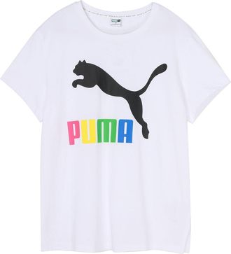 Puma (WMNS) PUMA Classics Logo Tee Large Logo Round Neck White 596512-92