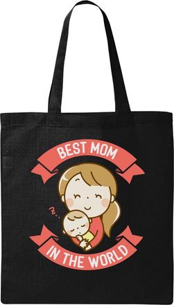 Generic Best Mom In The World Natural Ecological Cotton Tote Bag Black