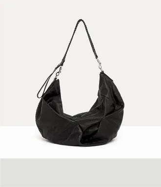 Vivienne Westwood Agnes Large Shoulder Bag Supple Leather -Black-dark-silver