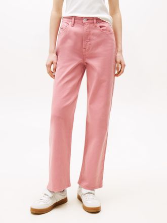 Tommy Jeans Straight-Jeans TOMMY JEANS LAYLA HR SLIM STR, Damen, Gr. 25, L&auml;nge 30, tahiti berry, Denim/Jeans, Obermaterial: 97% Baumwolle, 3% Elasthan, unifarben,