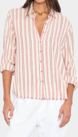 Xirena Bowie Shirt In Dusty Pink Stripe