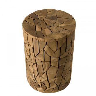 Macabane Mesa auxiliar redonda de madera de teca D30