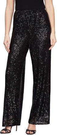 Alex Evenings Sequin Straight Leg Pants in Black at Nordstrom, Size X-Large P