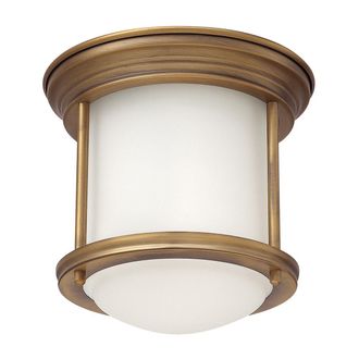 Netlighting Hinkley Hadrian 1 Light Flush Mount Brushed Bronze with Opal Glass IP44 in Brown