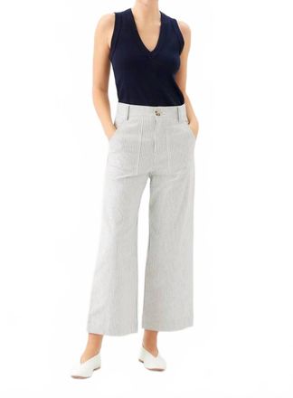 Fifteen Twenty Rylee Crop Pants In Cream With Navy Stripes