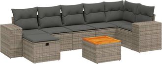 vidaXL Vidaxl - Set De Sof&aacute;s De Jard&iacute;n 8 Pzas Y Cojines Rat&aacute;n Sint&eacute;tico Gris