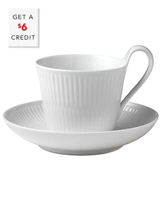 ROYAL COPENHAGEN White Fluted High Handle Cup & Saucerwith $6 Credit