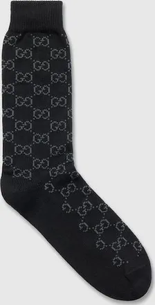 Gucci GG Cotton Blend Socks, Size L, Black