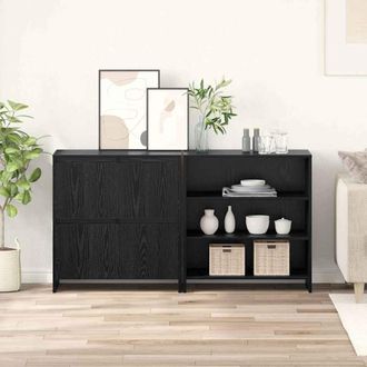 vidaXL Vidaxl - Sideboards 2 Pcs Rovere Nero 70 X 41 X 75 Cm Legno Multistrato