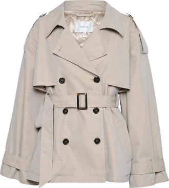 Gestuz Zand Korte Trenchcoat met Brede Riem - Dames - Trenchcoats - Beige - M/L - Jassen