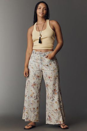 Pilcro Adi Floral Mid-Rise Wide-Leg Jeans