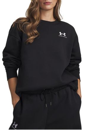 Under Armour Icon Fleece Crewneck Sweatshirt in Black //White at Nordstrom, Size Xx-Large