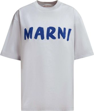 Marni logo print cotton t-shirt - women - Cotton - 40 - Grey