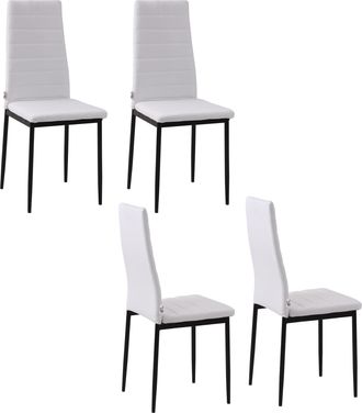HOMCOM Homcom Set 4 Sedie Imbottite Per Cucina O Soggiorno In Metallo E Tessuto Bianco