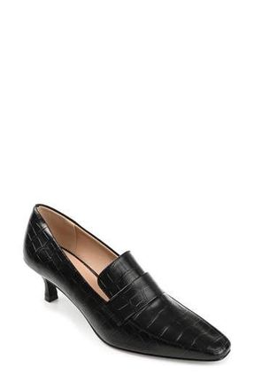 Journee Collection Celina Croc Embossed Loafer Pump - Wide Width Available in Black at Nordstrom Rack, Size 6.5