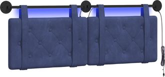 vidaXL Testiera Sospesa Con Luce Led Blu Polizia Velluto Vidaxl