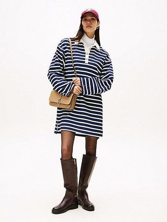 Tommy Hilfiger Gold-Tone Button Relaxed Mini Rugby Dress