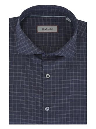 Canali Geruit overhemd - Blauw