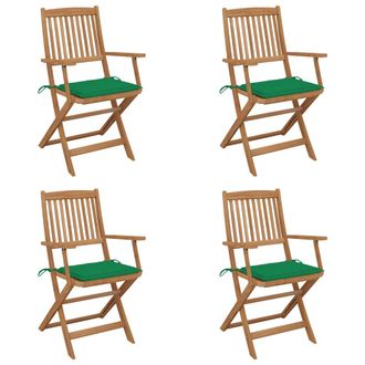 vidaXL Sillas De Jard&iacute;n Plegables 4 Uds Y Cojines Madera Maciza Acacia Vidaxl