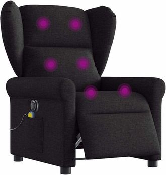 vidaXL Sill&oacute;n Reclinable De Masaje El&eacute;ctrico Tela Negro Vidaxl