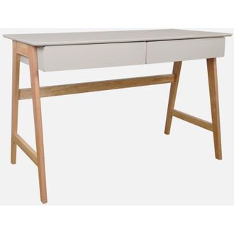 Sweeek Scrivania decorata in legno di hevea con 2 cassetti