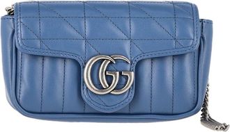 Gucci Blue Matelasse Leather Super Mini Aria Marmont Shoulder Bag (Authentic Pre-Loved)