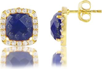 MAX + STONE 18k Gold Over Sterling Silver 4 Ct. Cushion Cut Gemstone Earrings