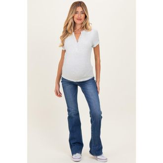 Pinkblush Frayed Hem Bootcut Maternity Jeans in Navy Blue at Nordstrom, Size 31 29