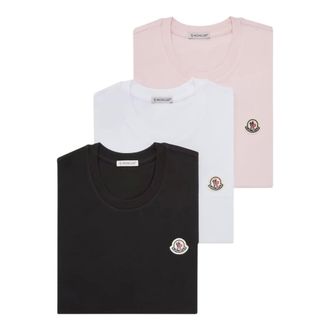 Moncler T-Shirts, female, Multicolor, Size: M Logo Patch Cotton T-Shirt (Pack of Three)