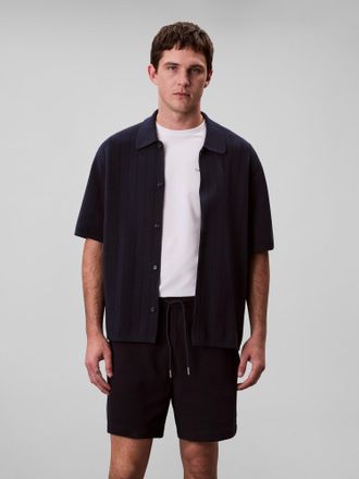 Calvin Klein Jeans Sweatshorts CALVIN KLEIN JEANS HD COTTON WAFFLE SHORT, Herren, Gr. XXL, N-Gr, blau (night sky), Web, Obermaterial: 100% Baumwolle, unifarben, klassisc