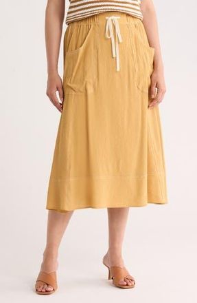 Adrianna Papell Topstitched A-Line Skirt in Golden Maize/Ivory at Nordstrom Rack, Size X-Large
