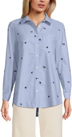 Lands End Oxford Shirt in Soft Sky/deep Sea Floral at Nordstrom, Size X-Large P