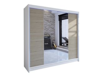 Mirjan24 Mobilier1 - Armario Closico 138, Blanco + Roble Sonoma, 215x180x58cm, Puertas De Armario: Correderas, N&uacute;mero De Estantes: 0