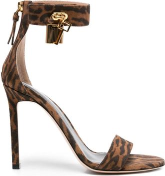 Tom Ford 105 mm sandalen met luipaardprint en hangslot - Bruin