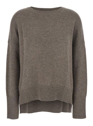 Lisa Yang Mila Grey Sweater With Ribbed Trim In Cashmere Woman
