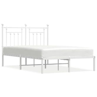 Berkfield Home Metal Bed Frame with Headboard White 120x200 cm | Size: Small Double