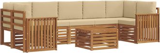 vidaXL Set Di Divani Da Esterno 8 Pz Naturale E Beige Vidaxl