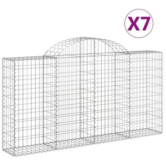 Berkfield Home Arched Gabion Baskets 7 pcs 200x30x100/120 cm Galvanised Iron in Silver