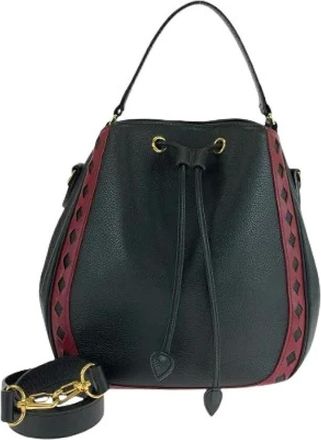 Saint Laurent Pre-owned Bucket Bags, female, Black, Size: ONE SIZE Pre-owned Quilted Leather 2way Bag