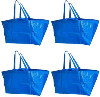 Generic Haul-It-All Extra-Large Reusable Shopping Bag - Heavy Duty Open-Top Tote with Handles, 18-Gallon Capacity, Blue, Pack of 4 (Blue (4 Pack))