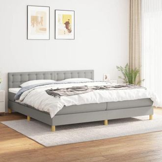 vidaXL Cama Box Spring Con Colch&oacute;n Tela Gris Claro 200x200 Cm Vidaxl