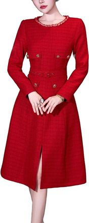 Burryco Red Solid Midi Dress