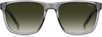HUGO BOSS 56mm Gradient Rectangular Sunglasses in Grey/Green Shaded at Nordstrom