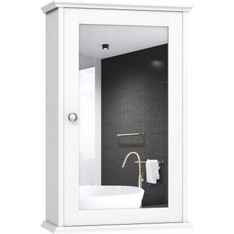 Costway Armario De Ba&ntilde;o Mueble Con Espejo De Pared Con Estante Gabinete Multiusos De Almacenamiento Organizador 34x15x53cent&iacute;metros - Costway
