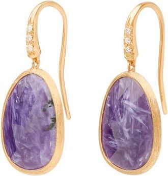 Marco Bicego Lunaria Charoite & Diamond Drop Earrings in Gold/charoite at Nordstrom