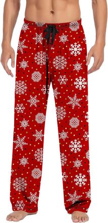 Generic Mens Pyjama Bottoms Men Christmas Pajama Pants Christmas Theme Breathable Flannel Pyjama Trousers Xmas PJ Pants Mens Xmas Bottoms Elastic Waist Trouse