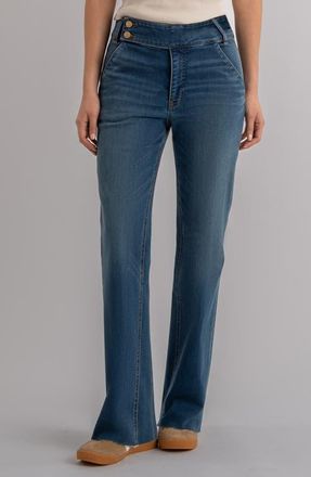 Kut from the Kloth Kelly Raw Hem High Waist Flare Jeans in Honest at Nordstrom, Size 12